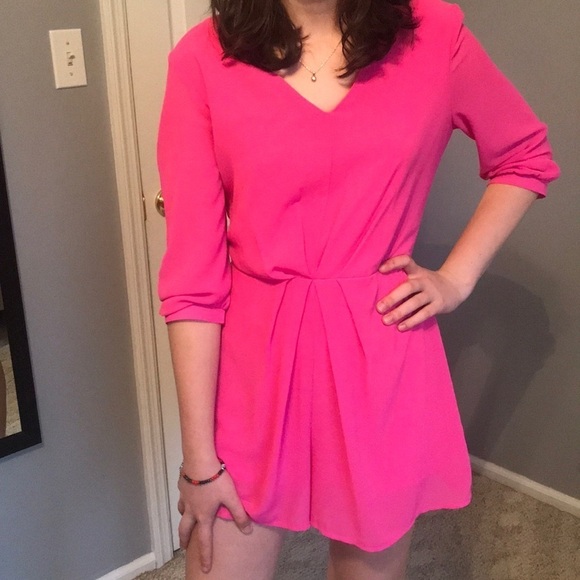 Alya, hot pink long sleeve romper, Size S - Picture 1 of 3